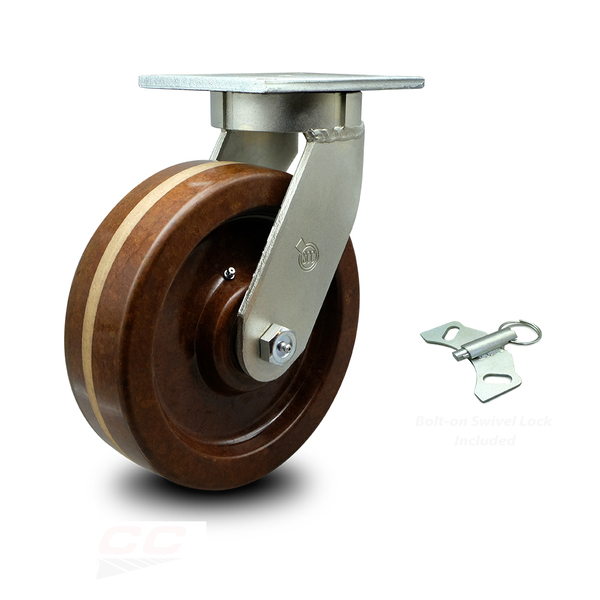 Service Caster 10 Inch Extra Heavy Duty High Temp Phenolic Wheel Swivel Caster with Swivel Lock SCC-KP92S1030-PHRHT-BSL